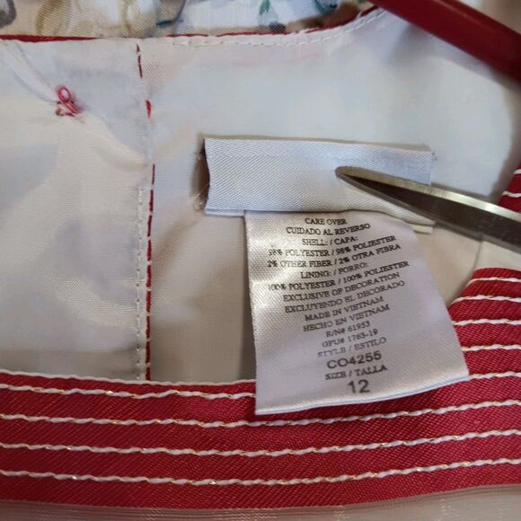 Jona Michelle Red White Stripe Party Dress Sleeveless with Faux Fur Shrug Sz 12 - Picture 12 of 13